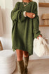 Oversized Drop Shoulder Crewneck Ribbed Trim Slouchy Knit Sweater Dress